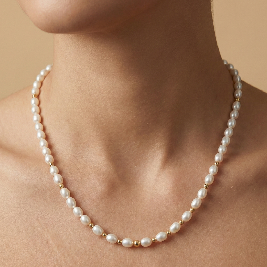 Collier 585/- Gold vergoldet Süßwasserzuchtperle