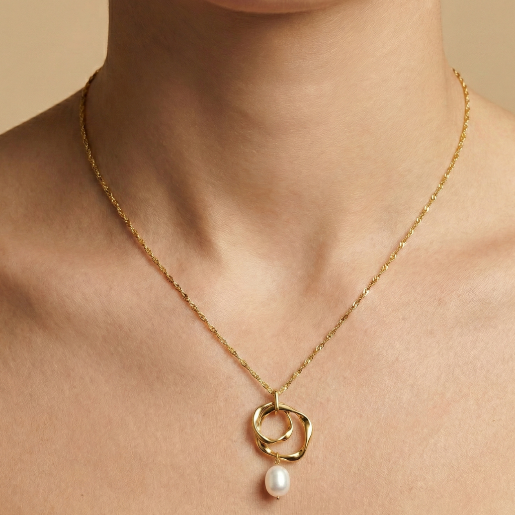 Ankerkette 925/- Sterling Silber vergoldet Süßwasserzuchtperle