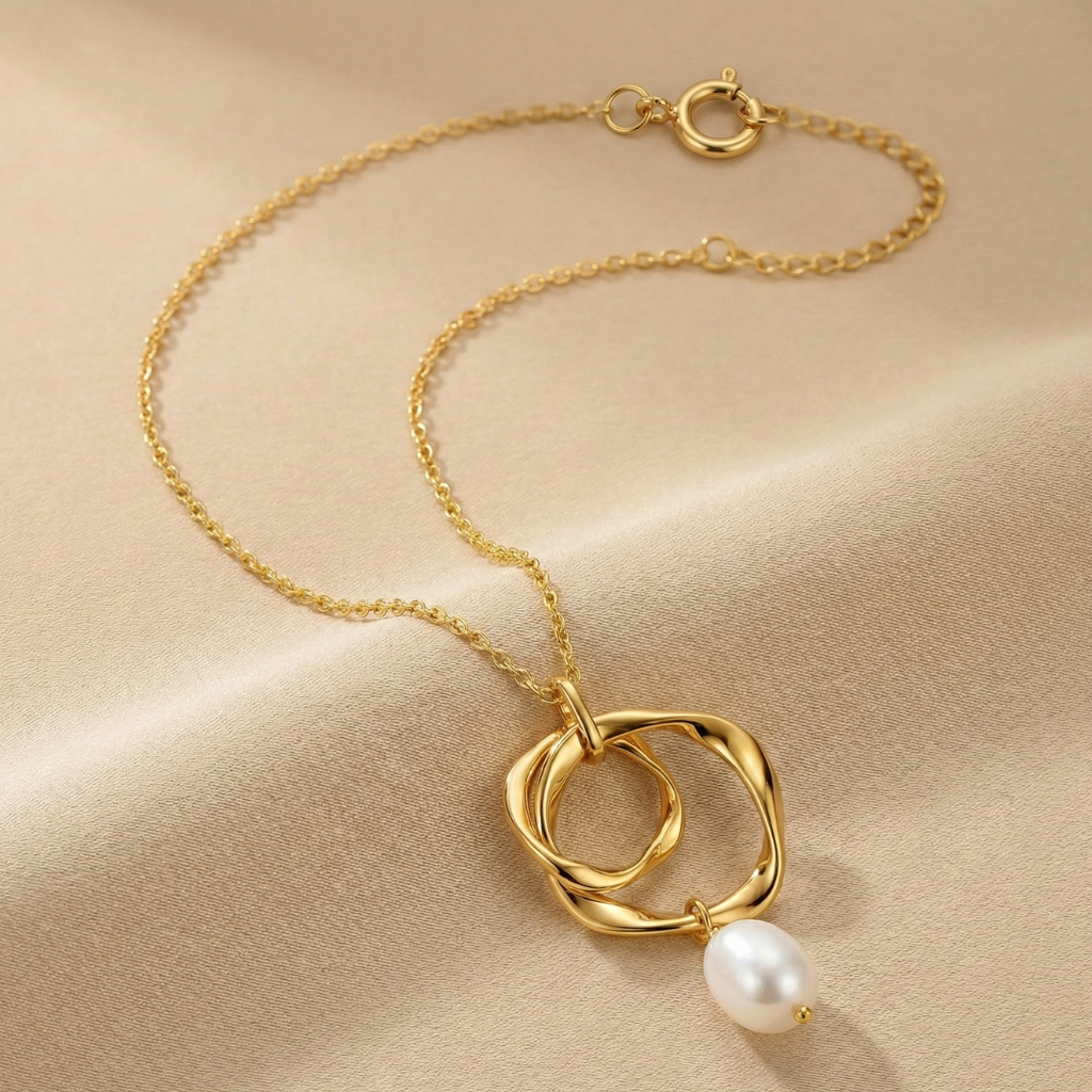 Ankerkette 925/- Sterling Silber vergoldet Süßwasserzuchtperle