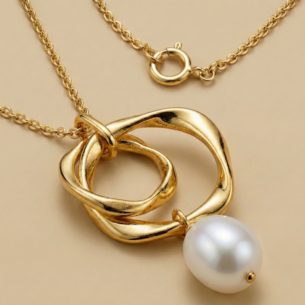 Ankerkette 925/- Sterling Silber vergoldet Süßwasserzuchtperle