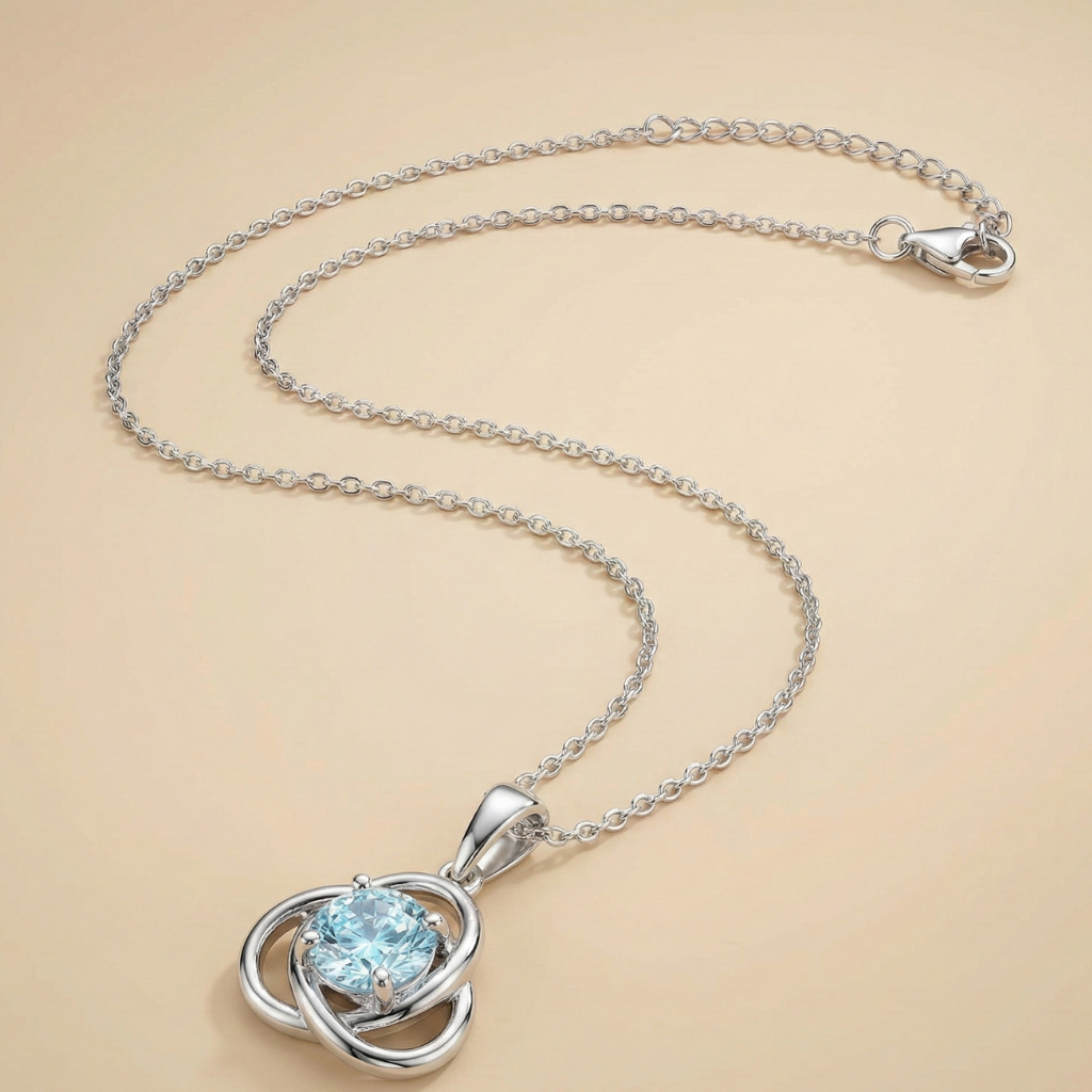 Anhänger mit Kette 925/- Sterling Silber rhodiniert Blautopas