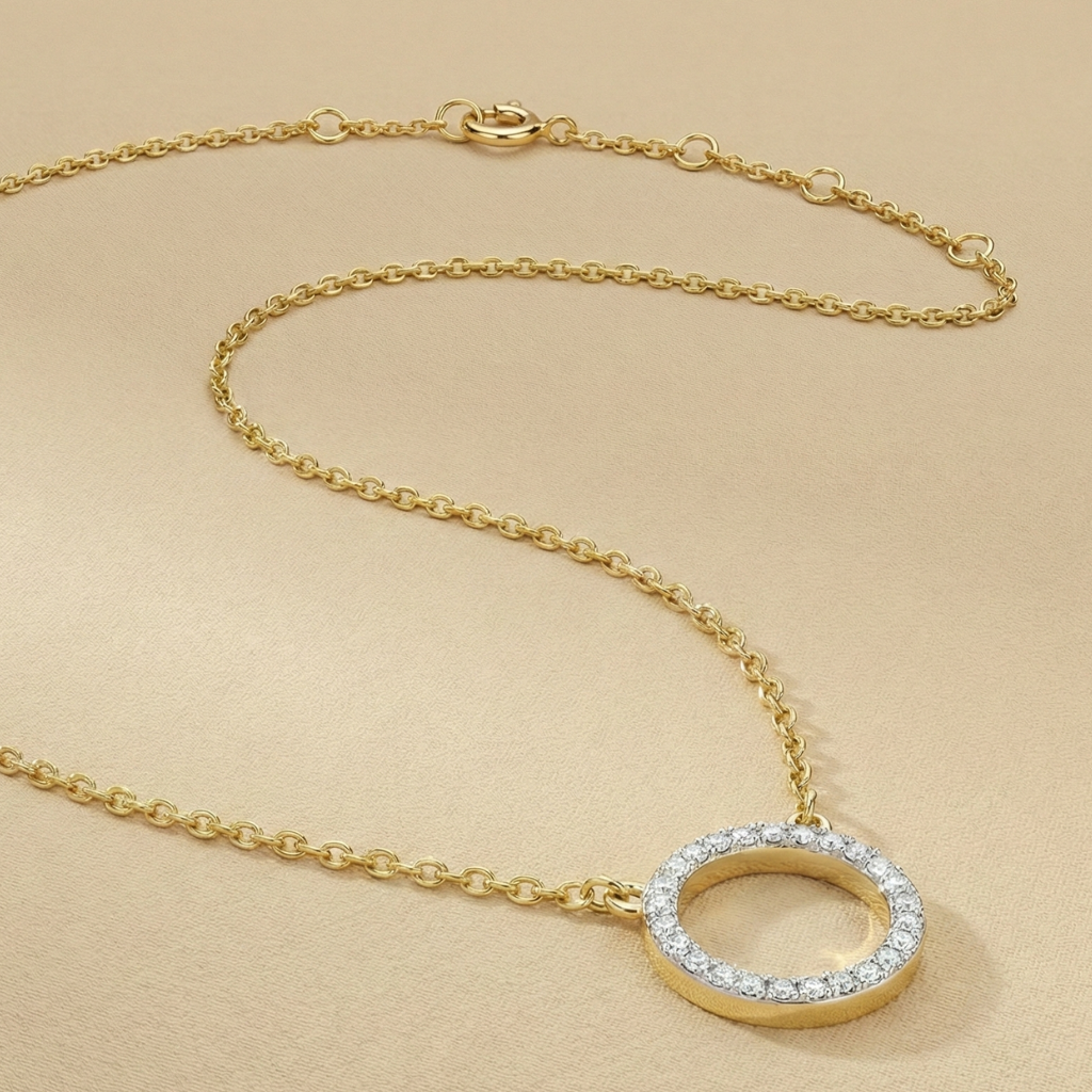 375/- Gold Halskette Diamant 0,05ct