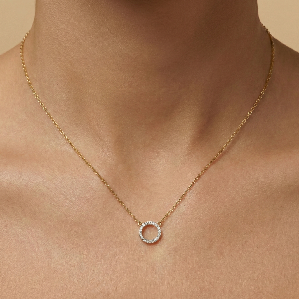 375/- Gold Halskette Diamant 0,05ct