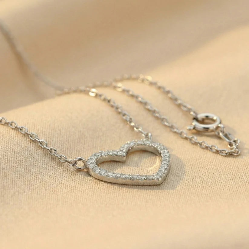 Herz Weißgold Ankerkette 585/- Gold Diamant 0,055ct