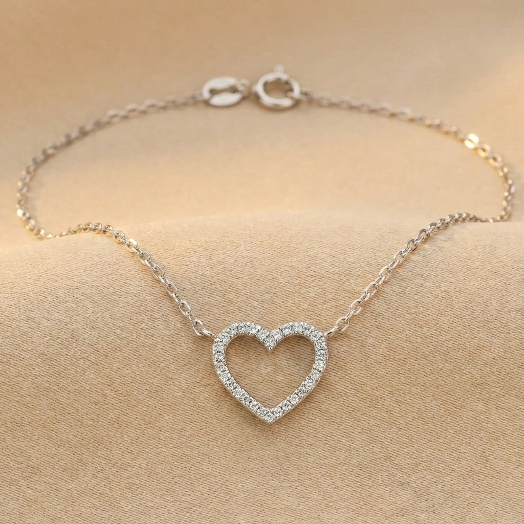 Herz Weißgold Ankerkette 585/- Gold Diamant 0,055ct