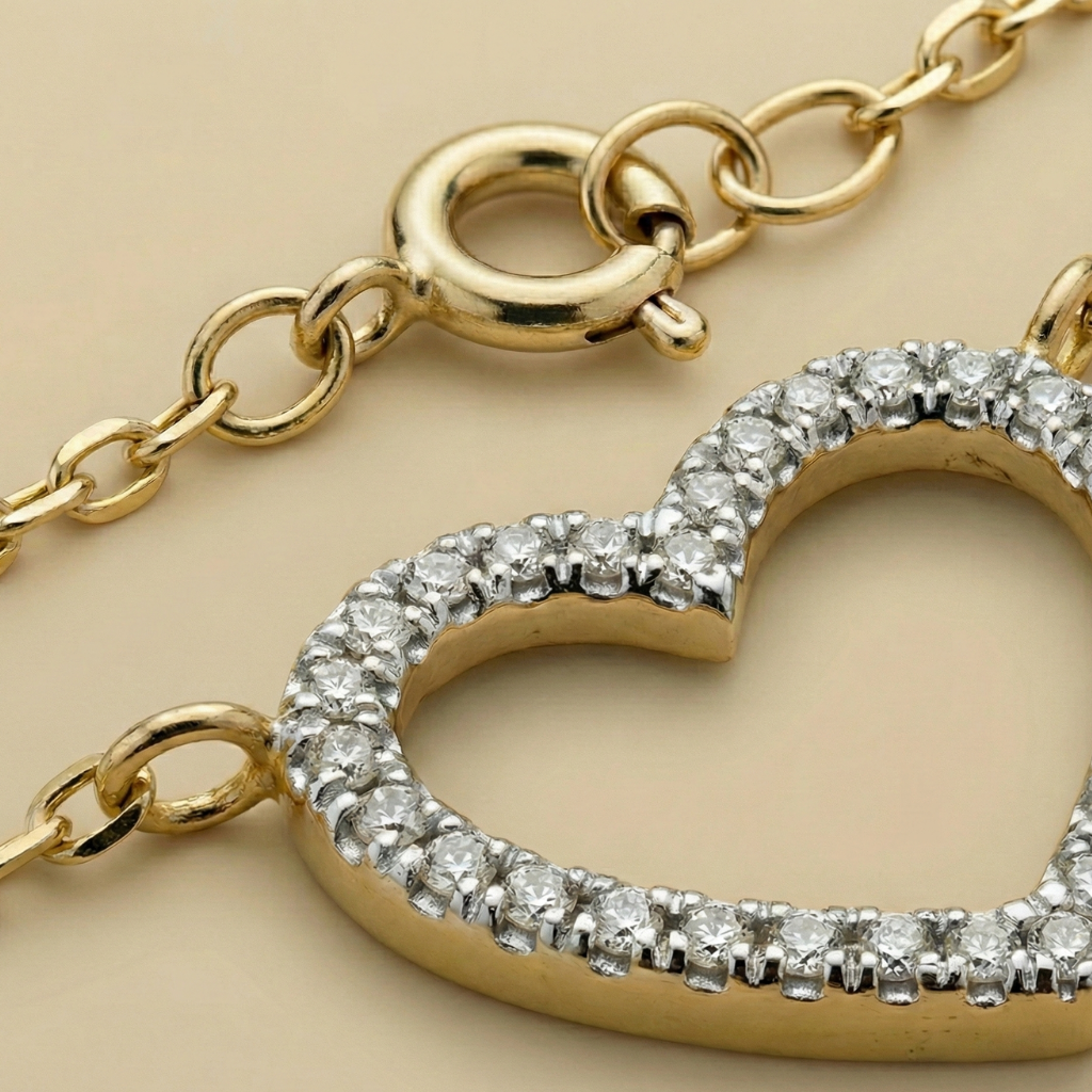 Ankerkette 375/- Gold rhodiniert Diamant 0,055ct