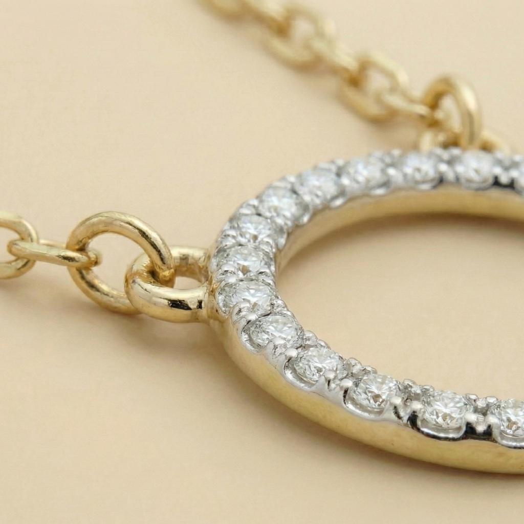 375/- Gold Halskette Diamant 0,05ct