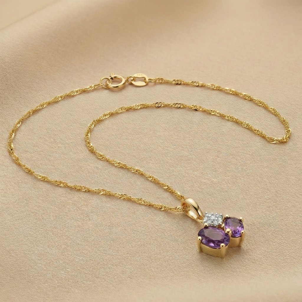 Singapurkette 375/- Gold Amethyst