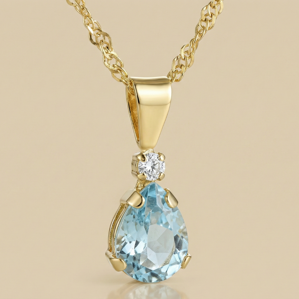 Singapurkette 375/- Gold Blautopas