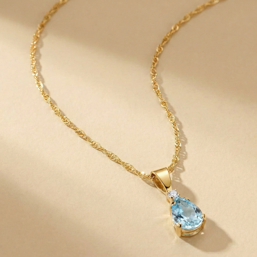 Singapurkette 375/- Gold Blautopas