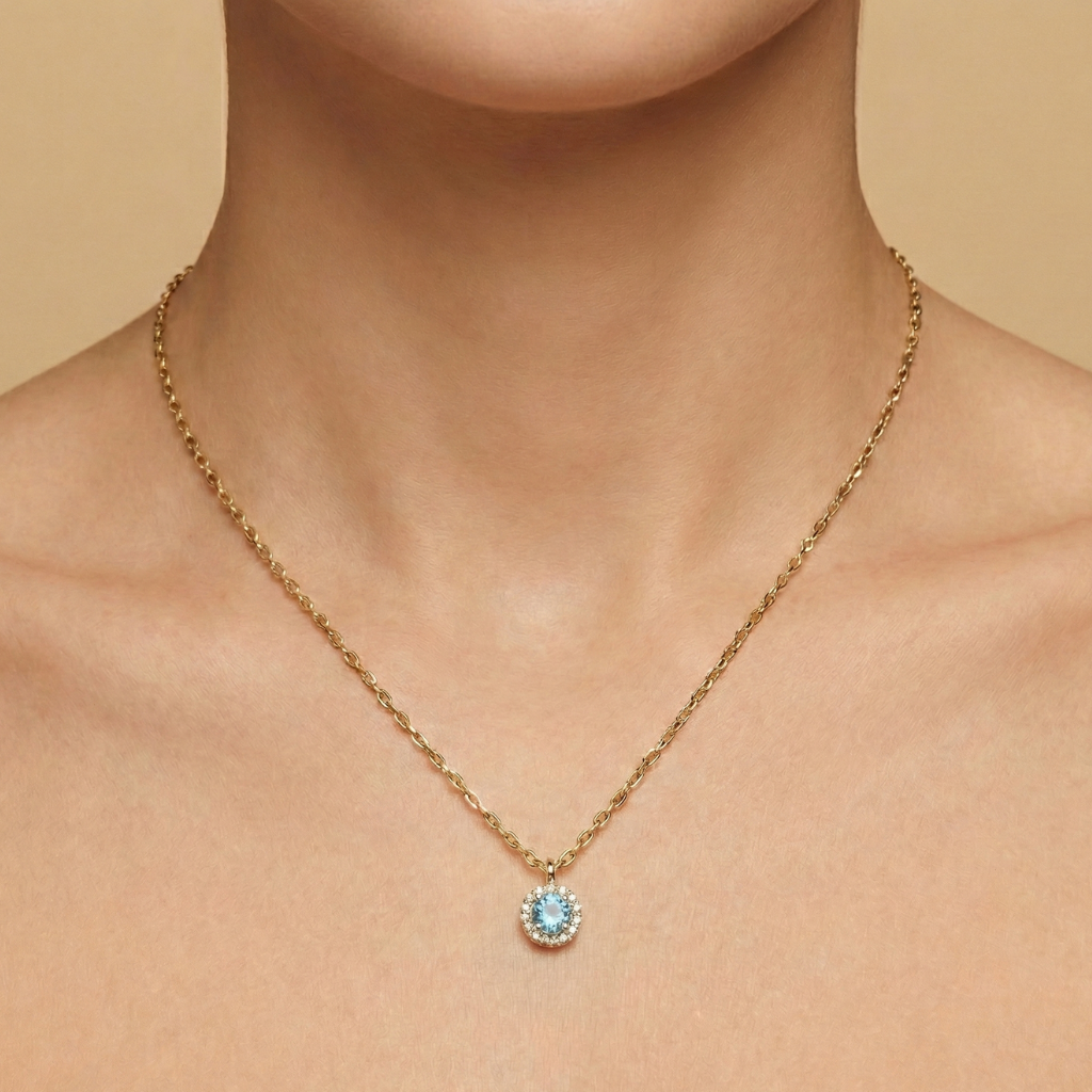 Anhänger mit Kette 375/- Gold Diamant 0,04ct.