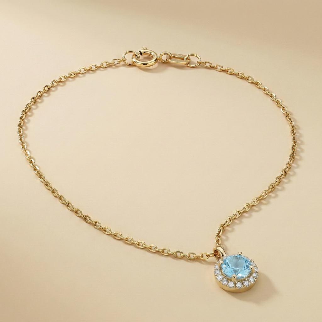 Anhänger mit Kette 375/- Gold Diamant 0,04ct.