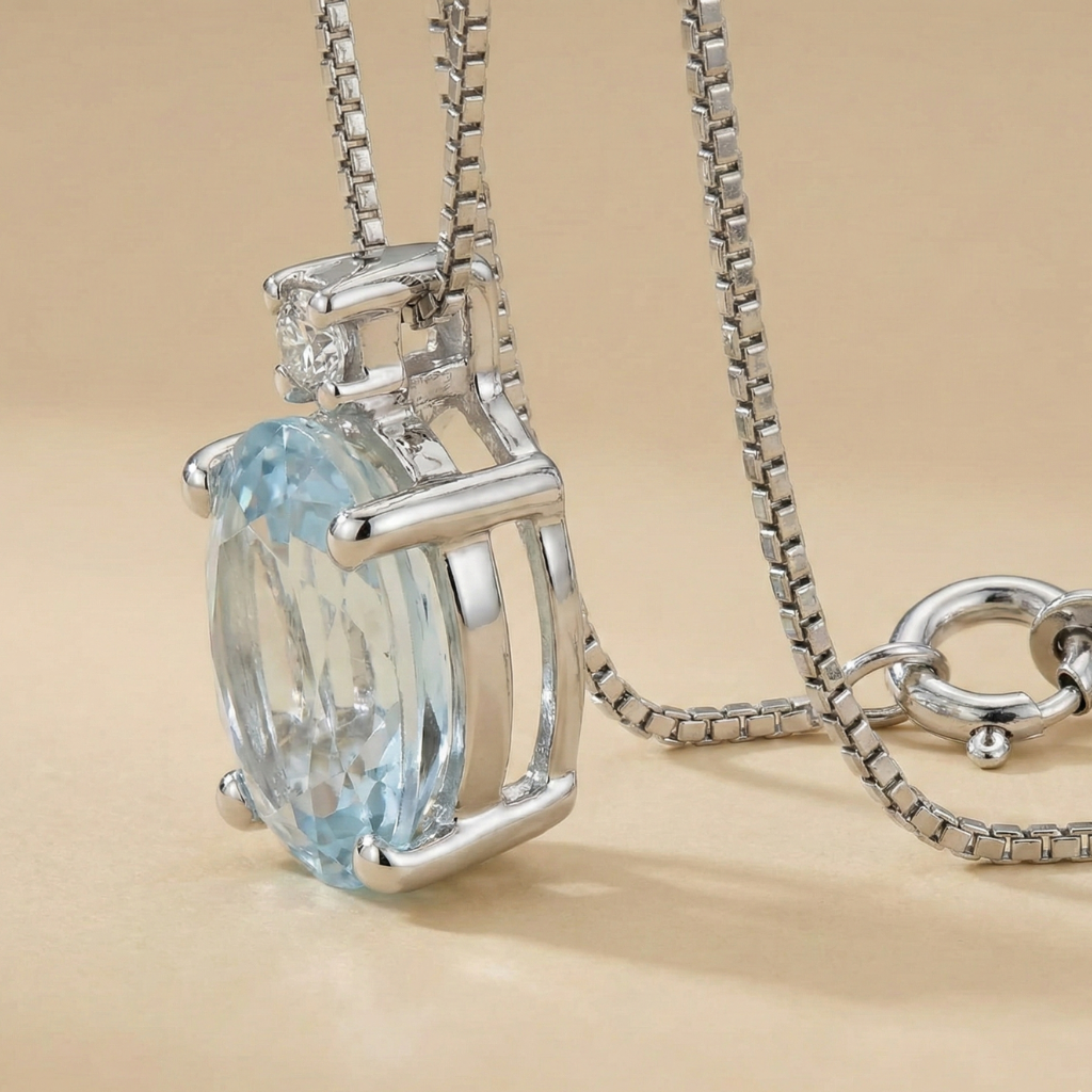 Anhänger mit Kette 375/- Weißgold Brillant 0,02ct.