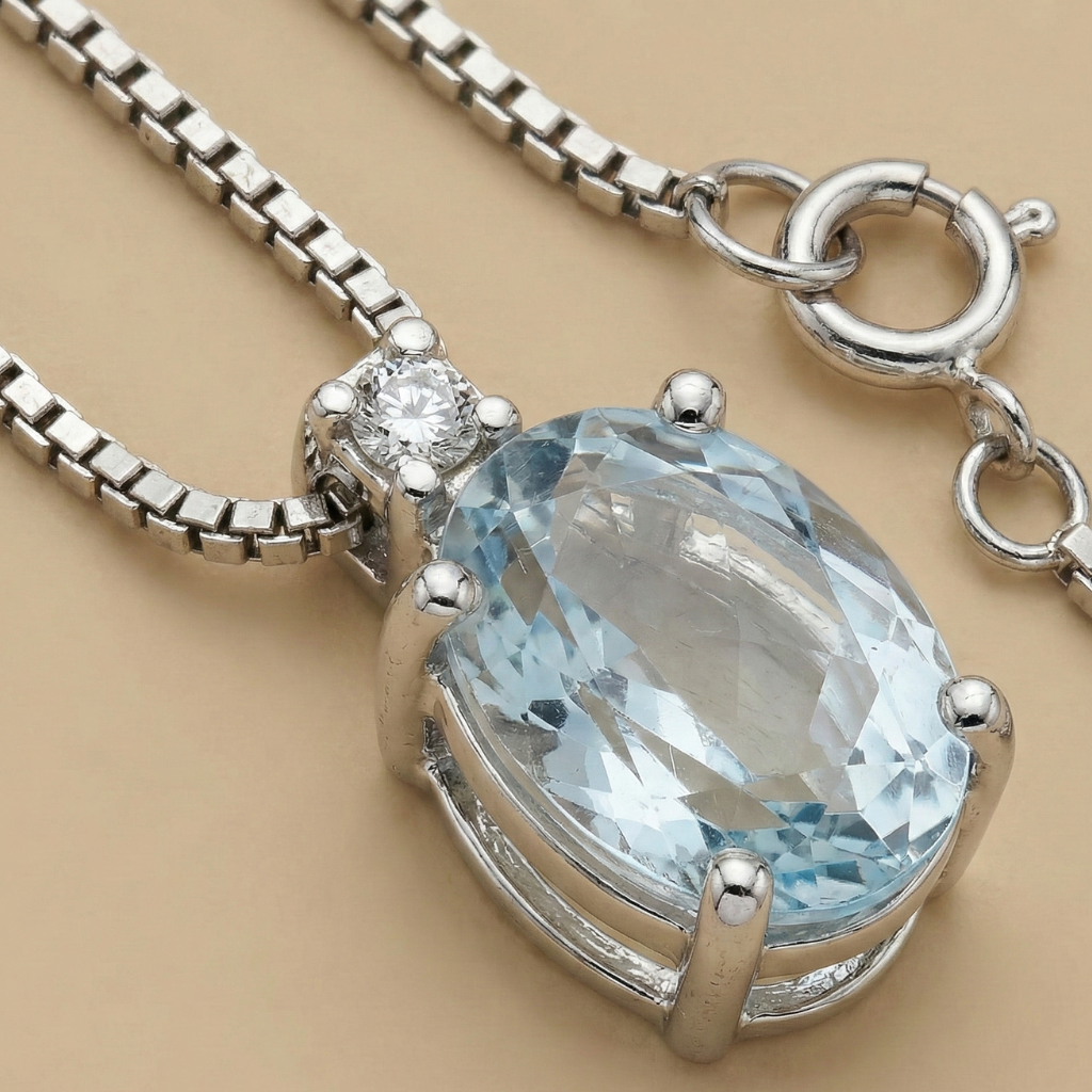 Anhänger mit Kette 375/- Weißgold Brillant 0,02ct.