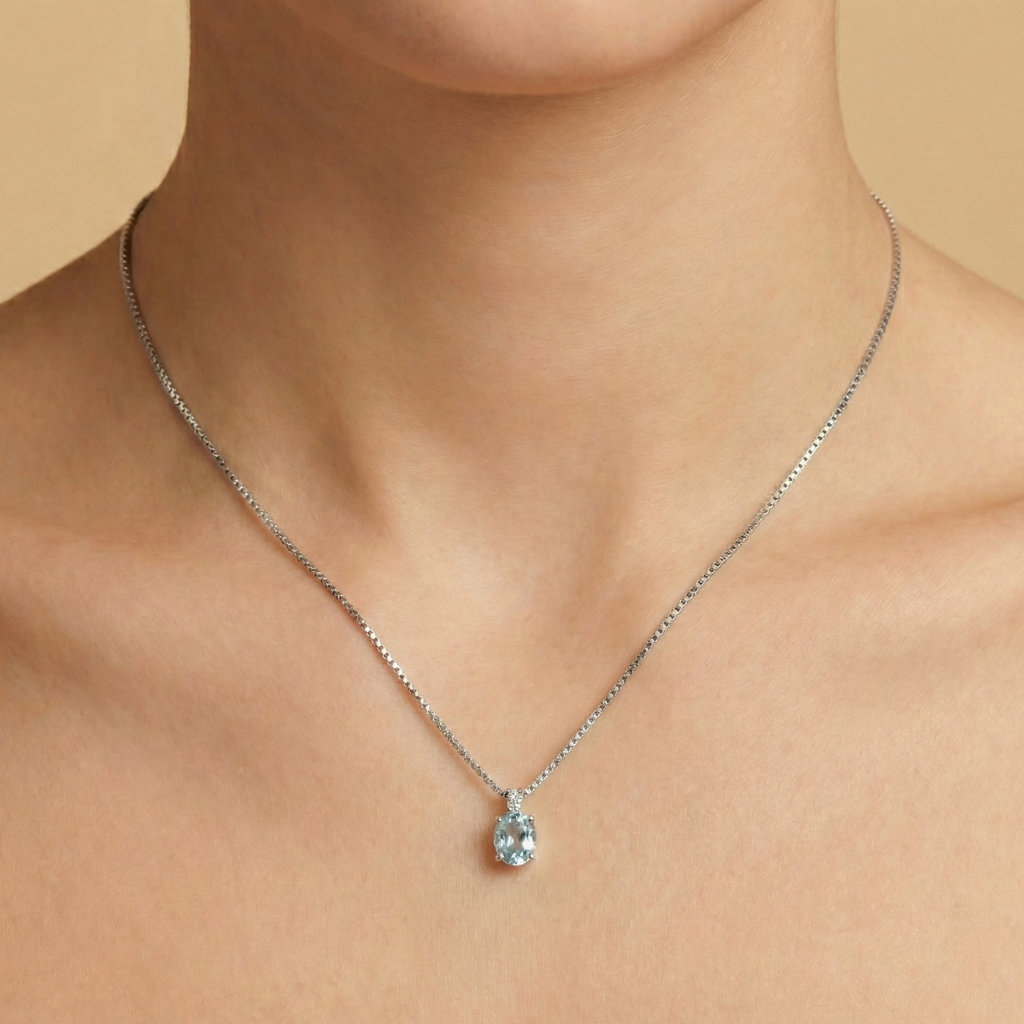 Anhänger mit Kette 375/- Weißgold Brillant 0,02ct.