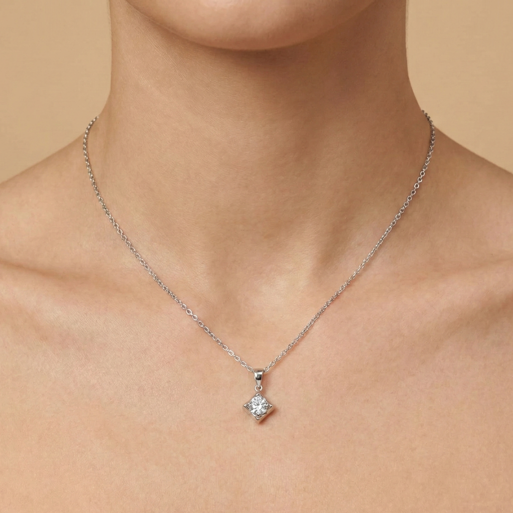 Anhänger mit Kette Panzerkette 925/- Sterling Silber Zirkonia