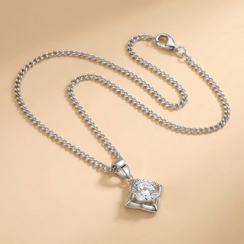 Anhänger mit Kette Panzerkette 925/- Sterling Silber Zirkonia