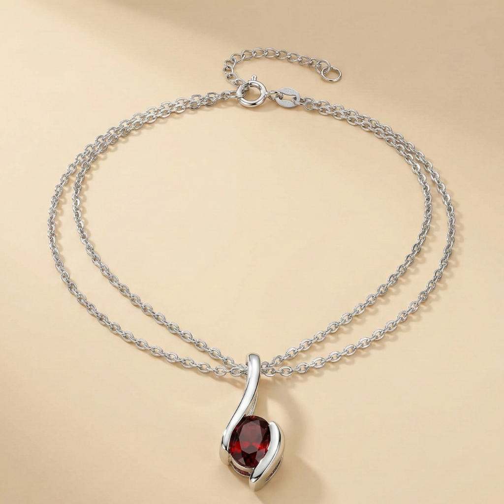 Anhänger mit Kette Ankerkette 925/- Sterling Silber Zirkonia