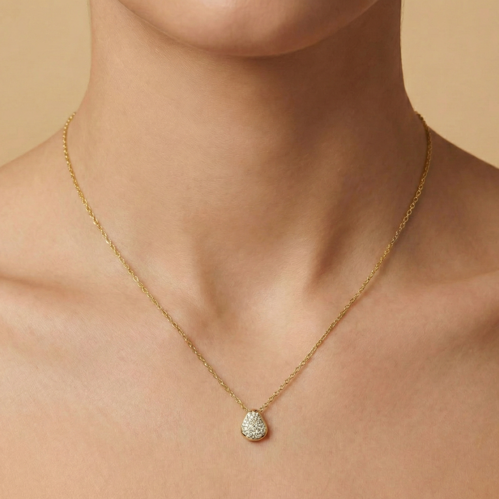 Collier Ankerkette 333/- Gold rhodiniert Zirkonia