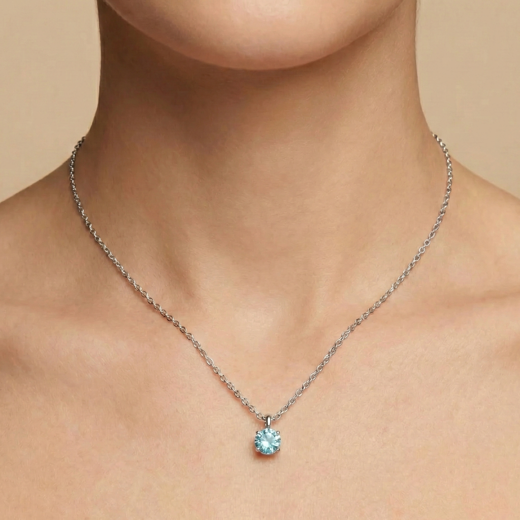 Collier Ankerkette 375/- Weißgold Blautopas