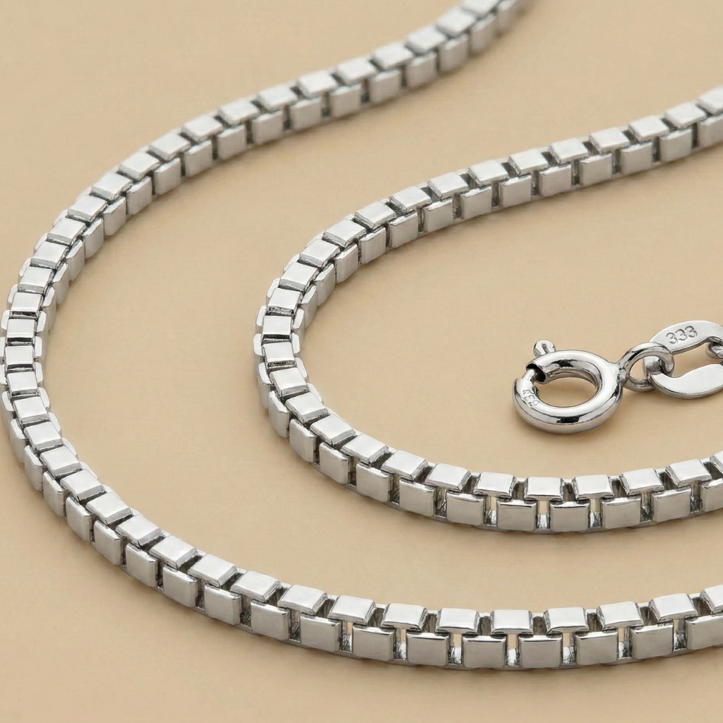 Kette Venezianerkette 333/- Weißgold rhodiniert 50cm