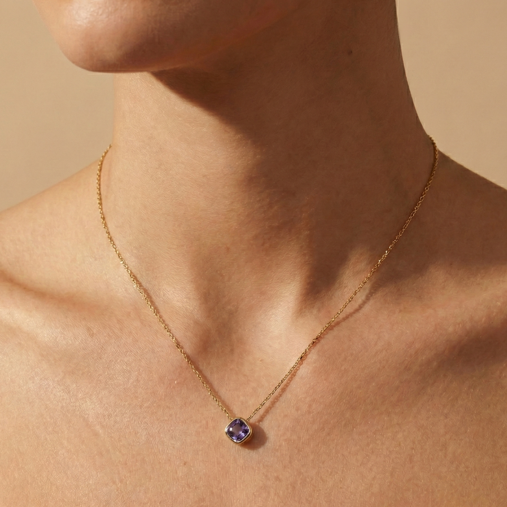 Anhänger mit Kette Ankerkette 585/ - Gold Tansanit