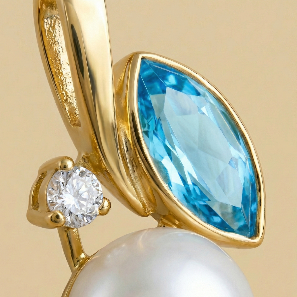 Anhänger 375/- Gold Blautopas