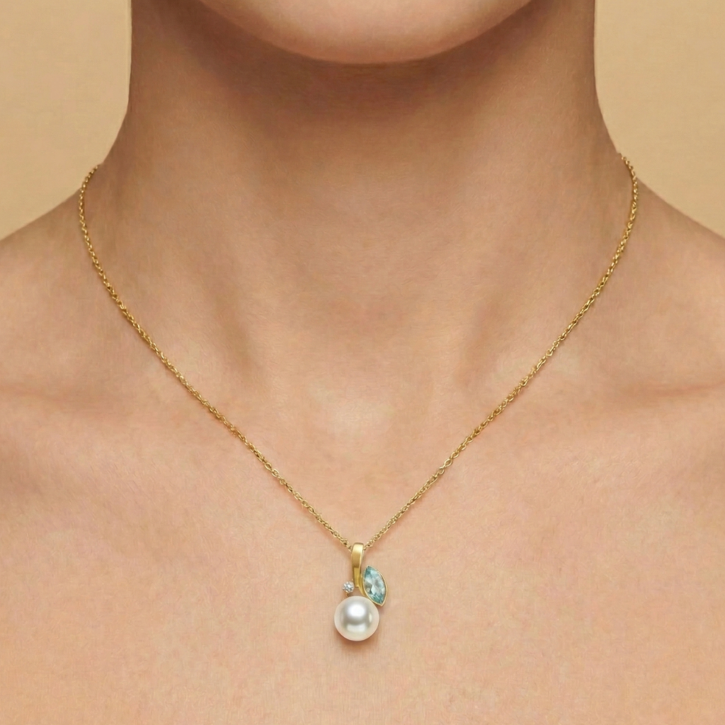 Anhänger 375/- Gold Blautopas