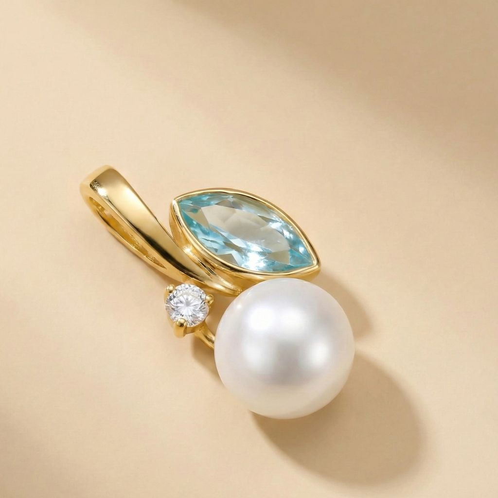 Anhänger 375/- Gold Blautopas