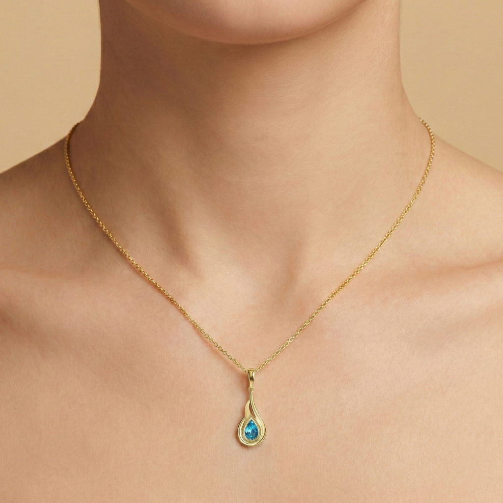 Anhänger 375/- Gold Blautopas