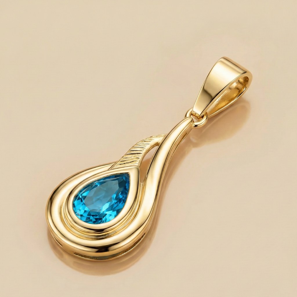 Anhänger 375/- Gold Blautopas