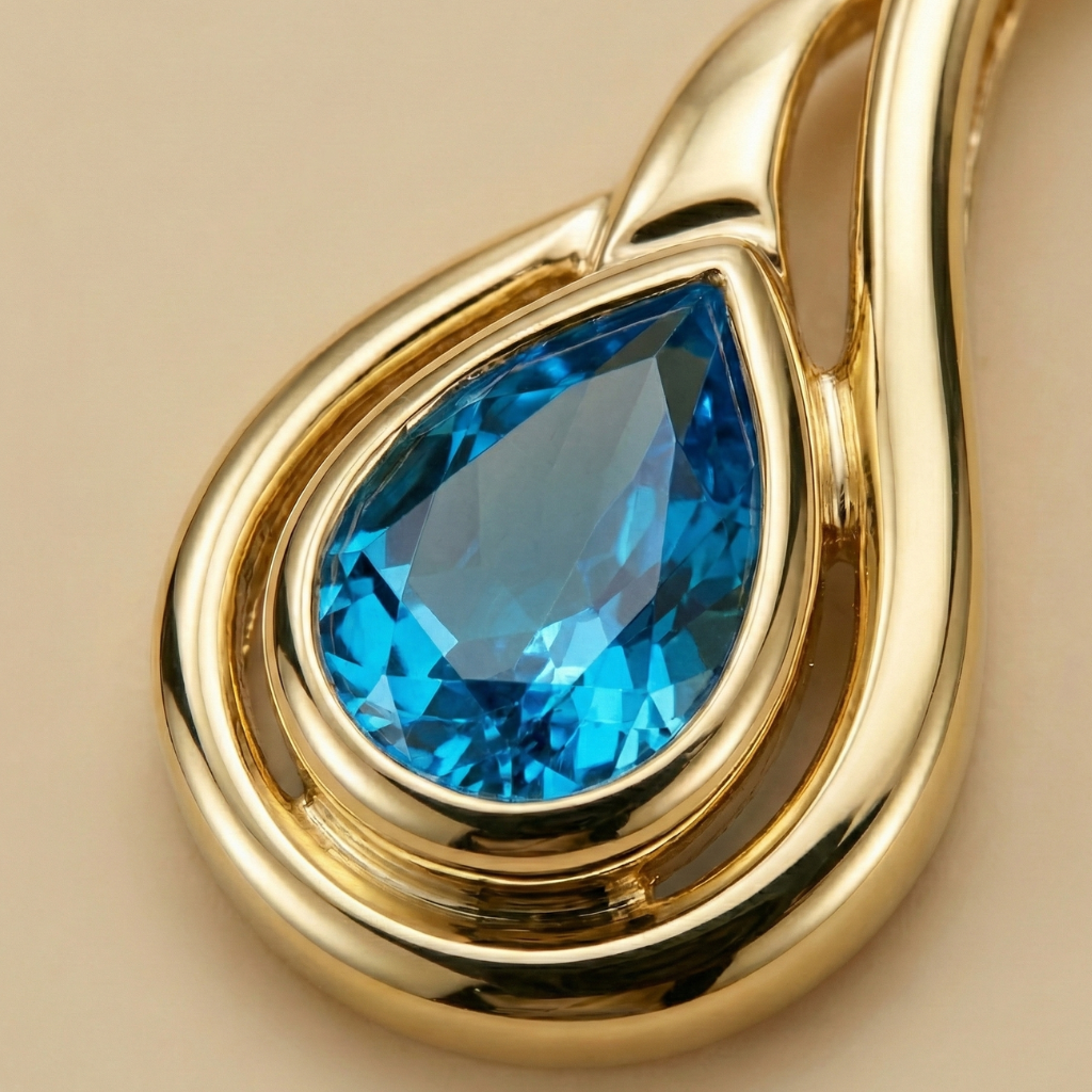 Anhänger 375/- Gold Blautopas