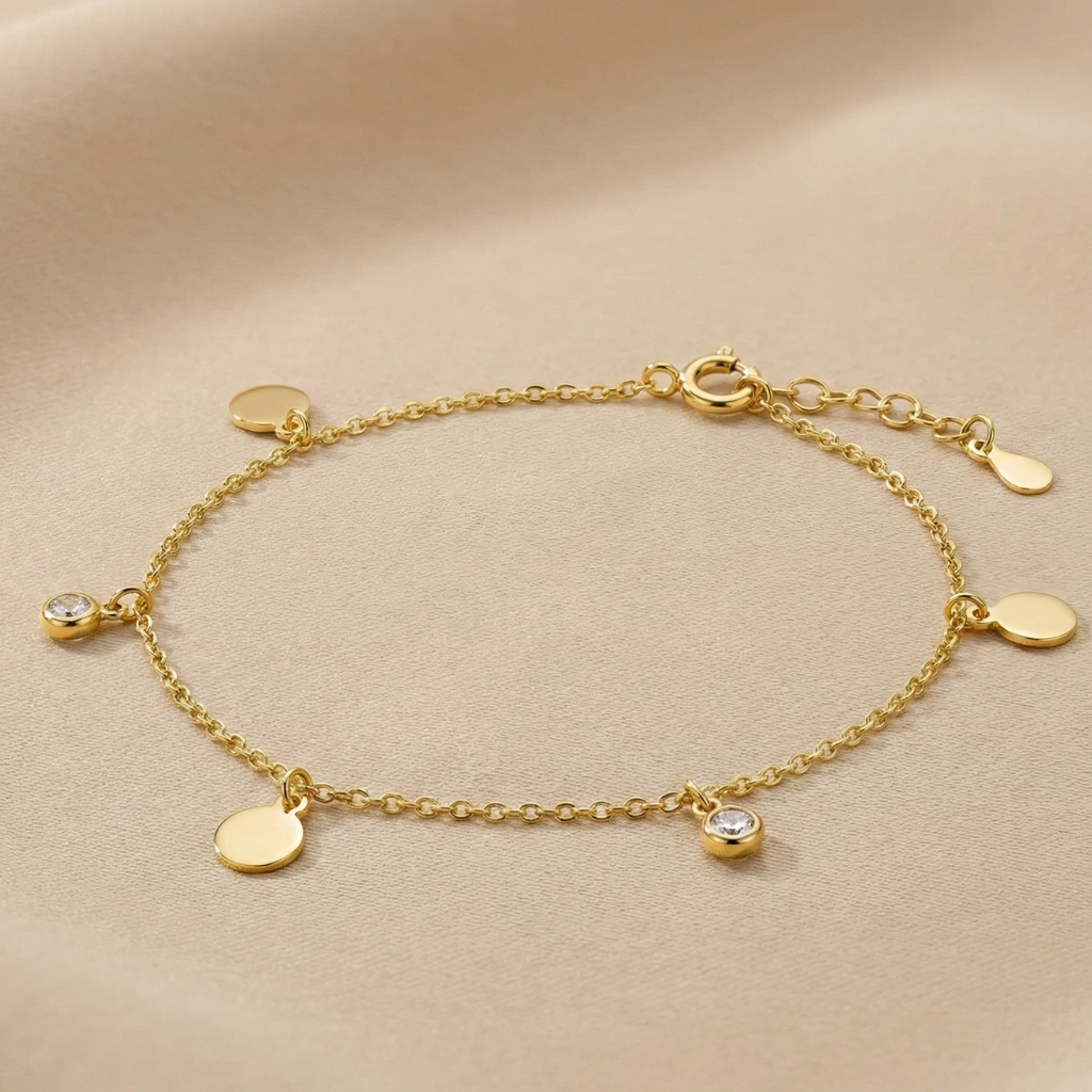 Armband Erbskette 925/- Sterling Silber vergoldet Zirkonia