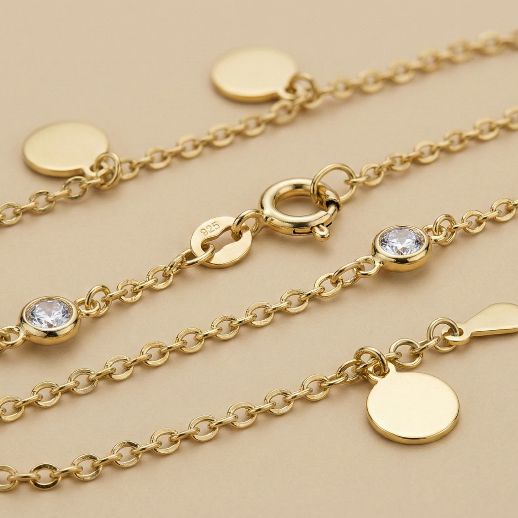 Armband Erbskette 925/- Sterling Silber vergoldet Zirkonia