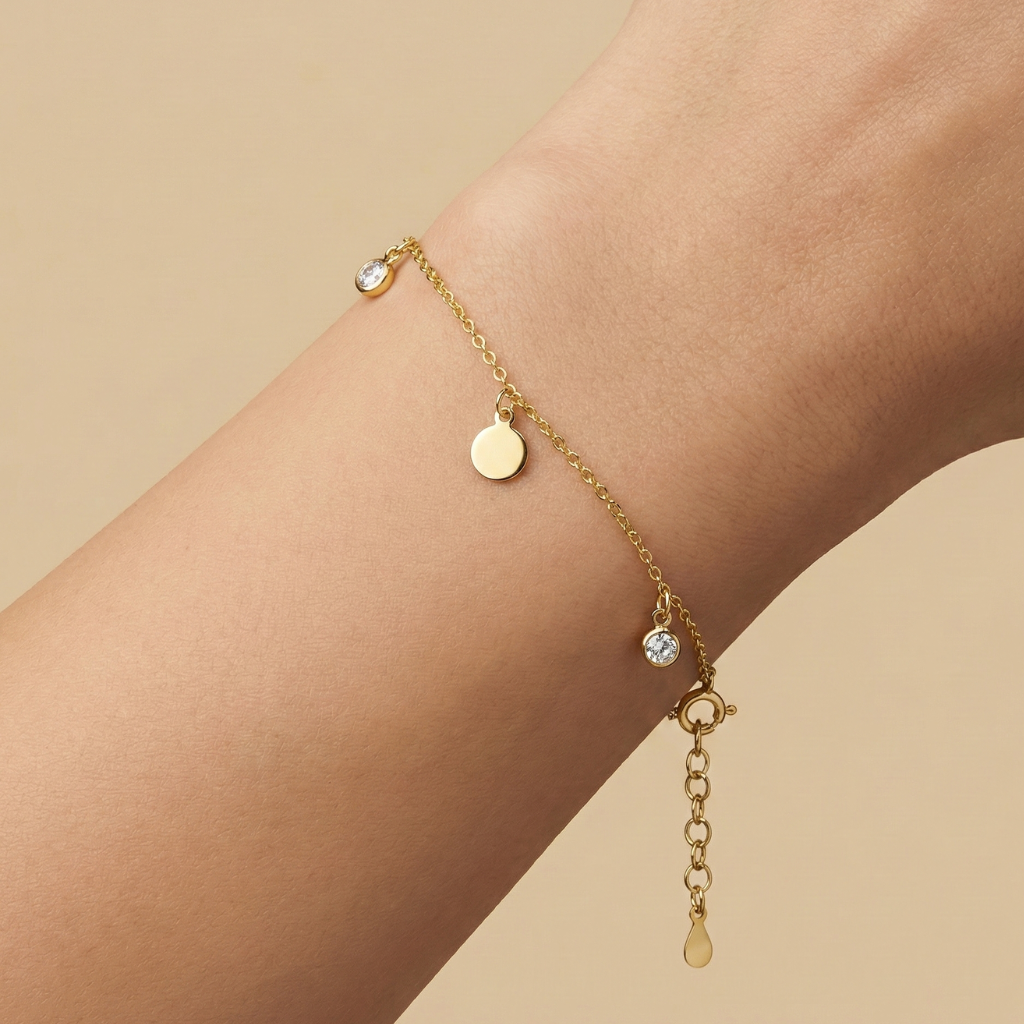 Armband Erbskette 925/- Sterling Silber vergoldet Zirkonia