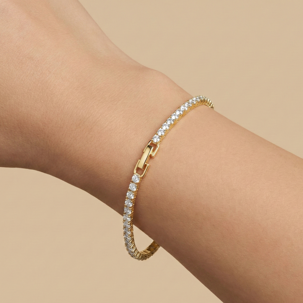 Armband Fantasiekette 925/- Sterling Silber vergoldet Zirkonia