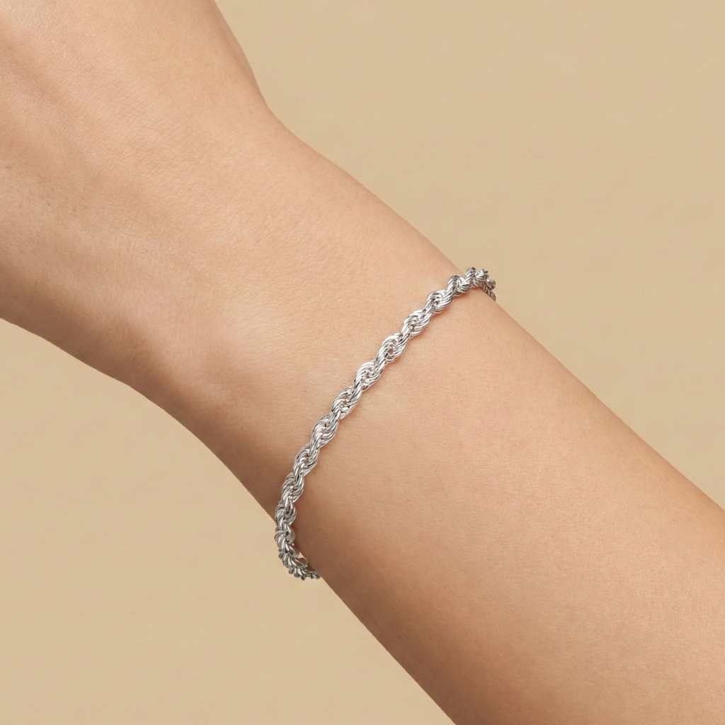 Armband Kordelkette 925/- Sterling Silber 19cm