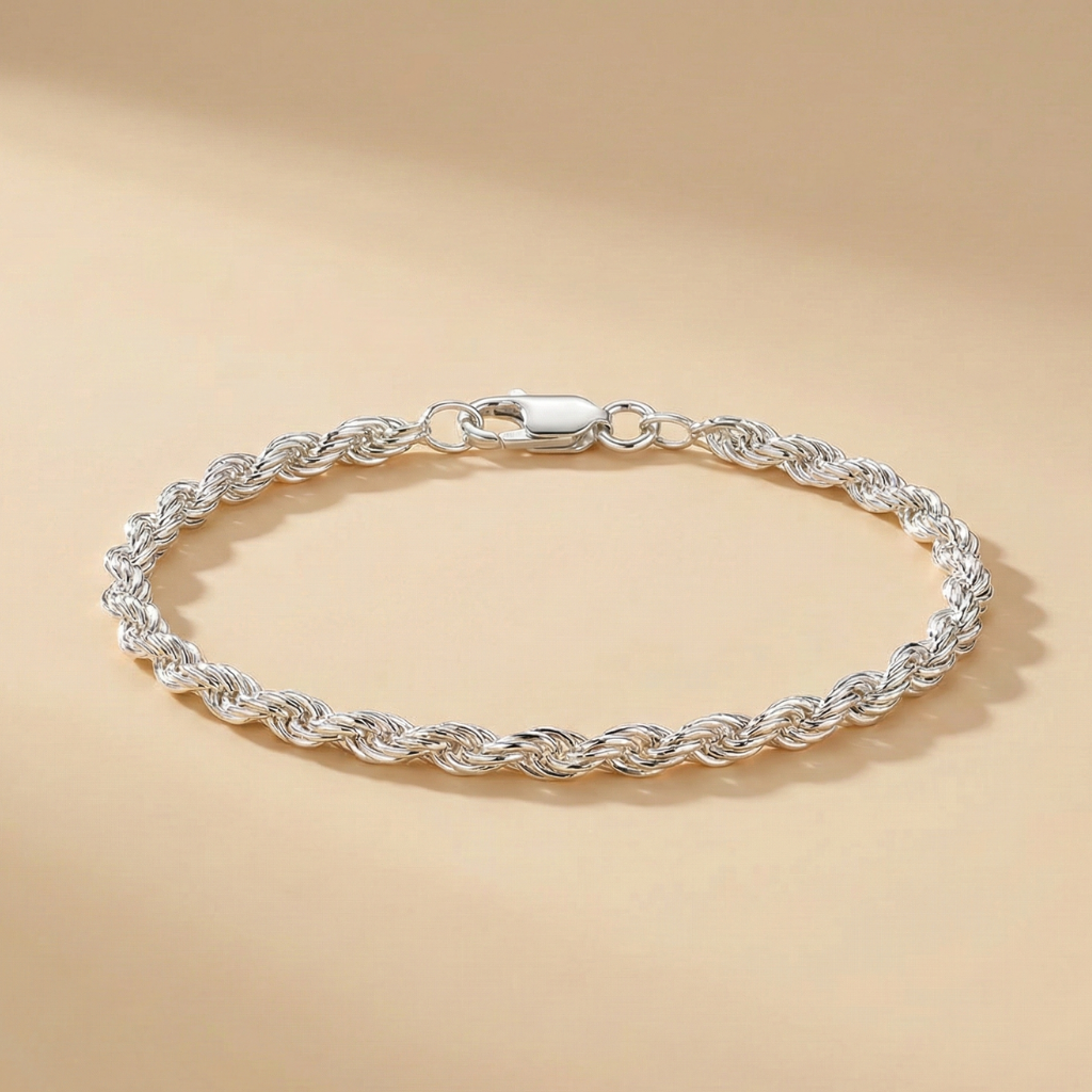 Armband Kordelkette 925/- Sterling Silber 19cm