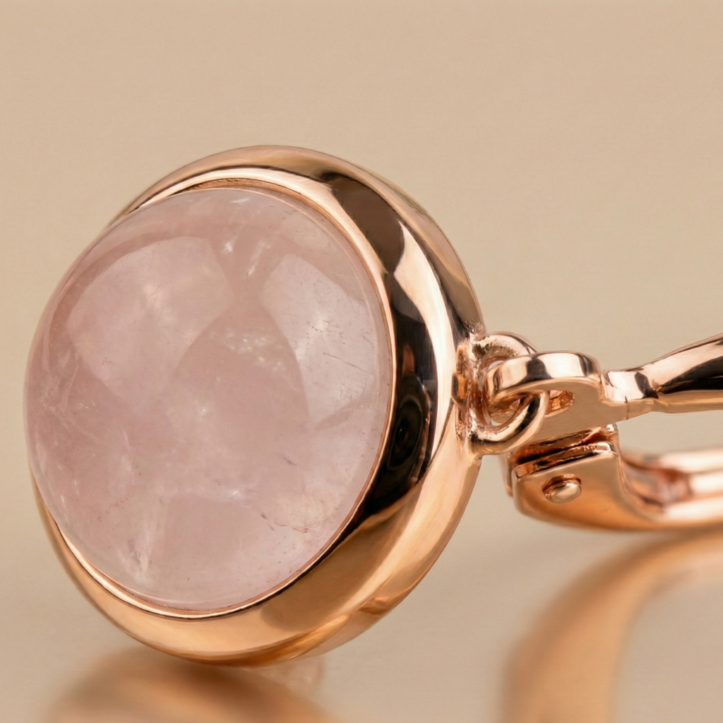 Ohrringe 925/- Sterling Silber rotvergoldet Rosenquarz