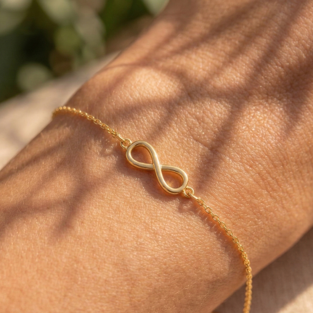 Infinity-Armband – 925 Silber vergoldet (16+3 cm)