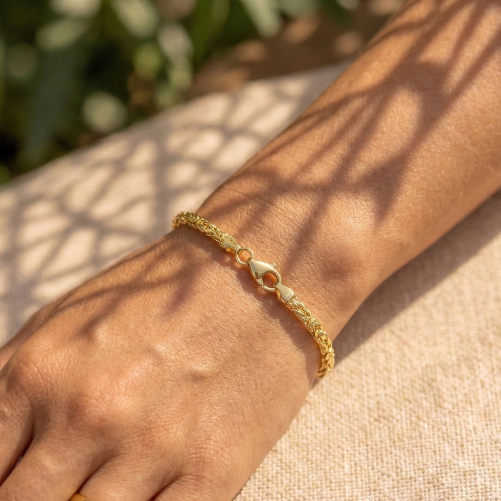 Königsketten-Armband – 925 Silber vergoldet (21 cm · 4 mm)