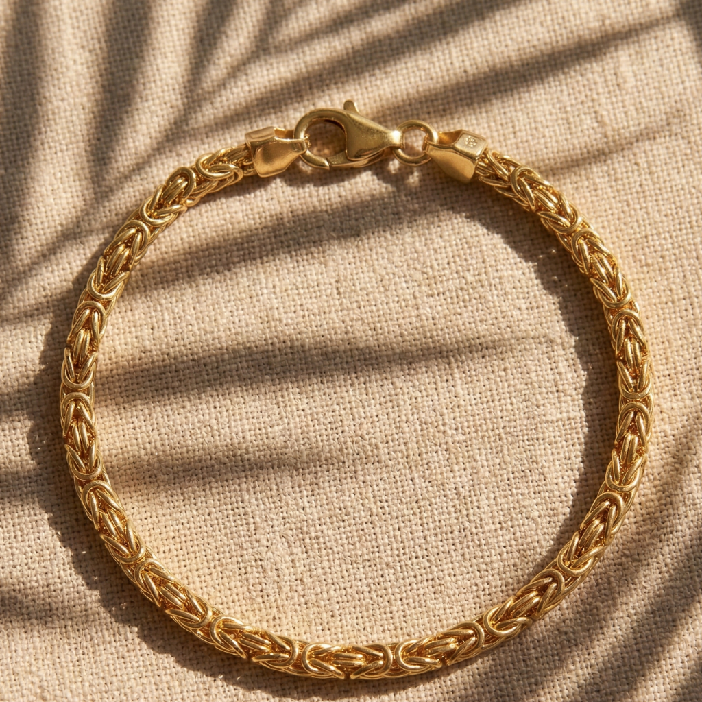 Königsketten-Armband – 925 Silber vergoldet (21 cm · 4 mm)