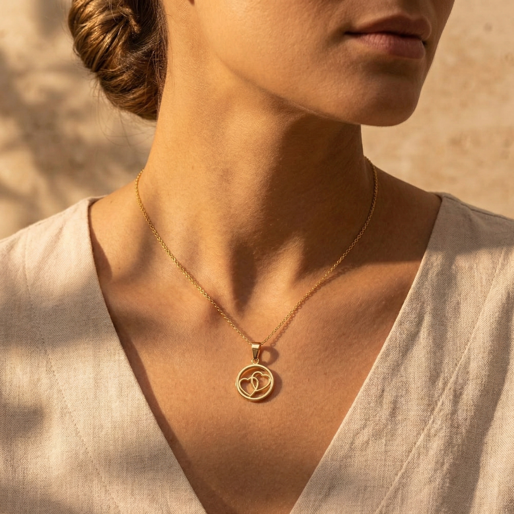 Doppelherz-Anhänger – 375 Gold (17 mm)