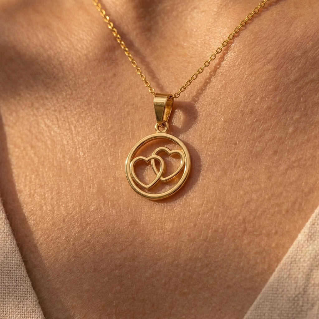 Doppelherz-Anhänger – 375 Gold (17 mm)