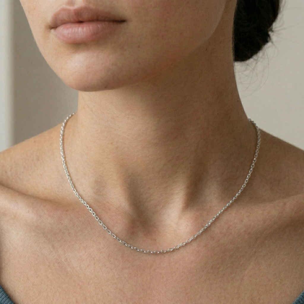Ankerkette – 333 Weißgold rhodiniert (45 cm · 1 mm)