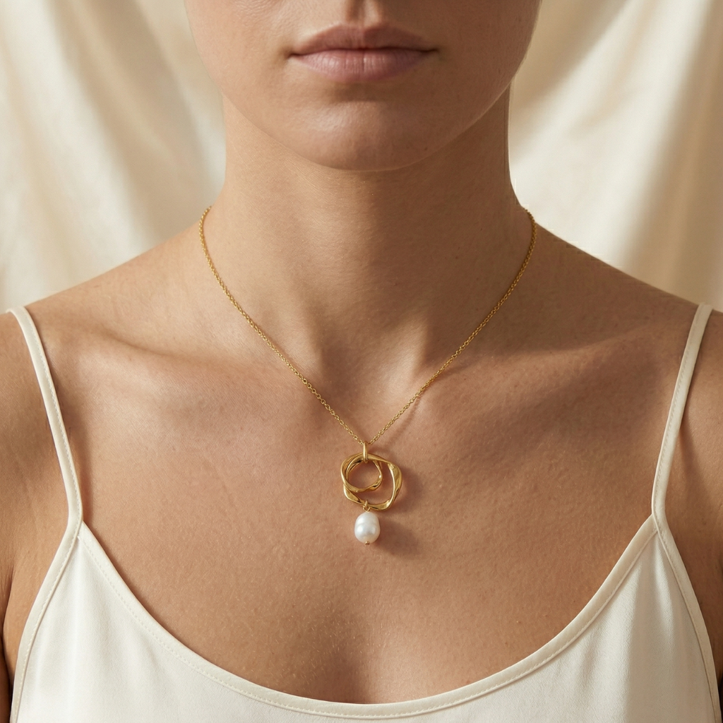 Perlen-Kette – 925 Silber vergoldet (42+3 cm)