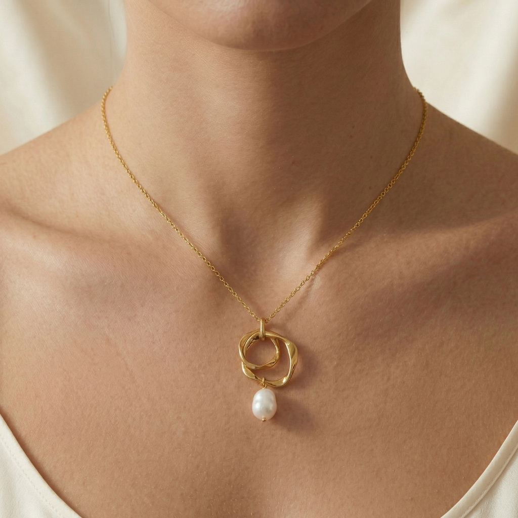 Perlen-Kette – 925 Silber vergoldet (42+3 cm)