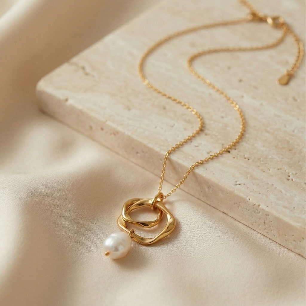 Perlen-Kette – 925 Silber vergoldet (42+3 cm)