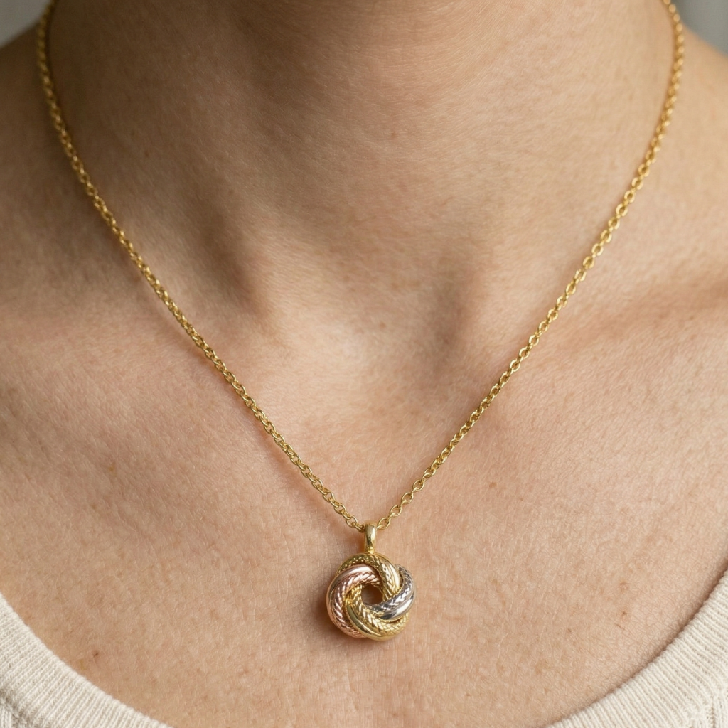 Knoten-Kette – 585 Gold Bicolor (45 cm)