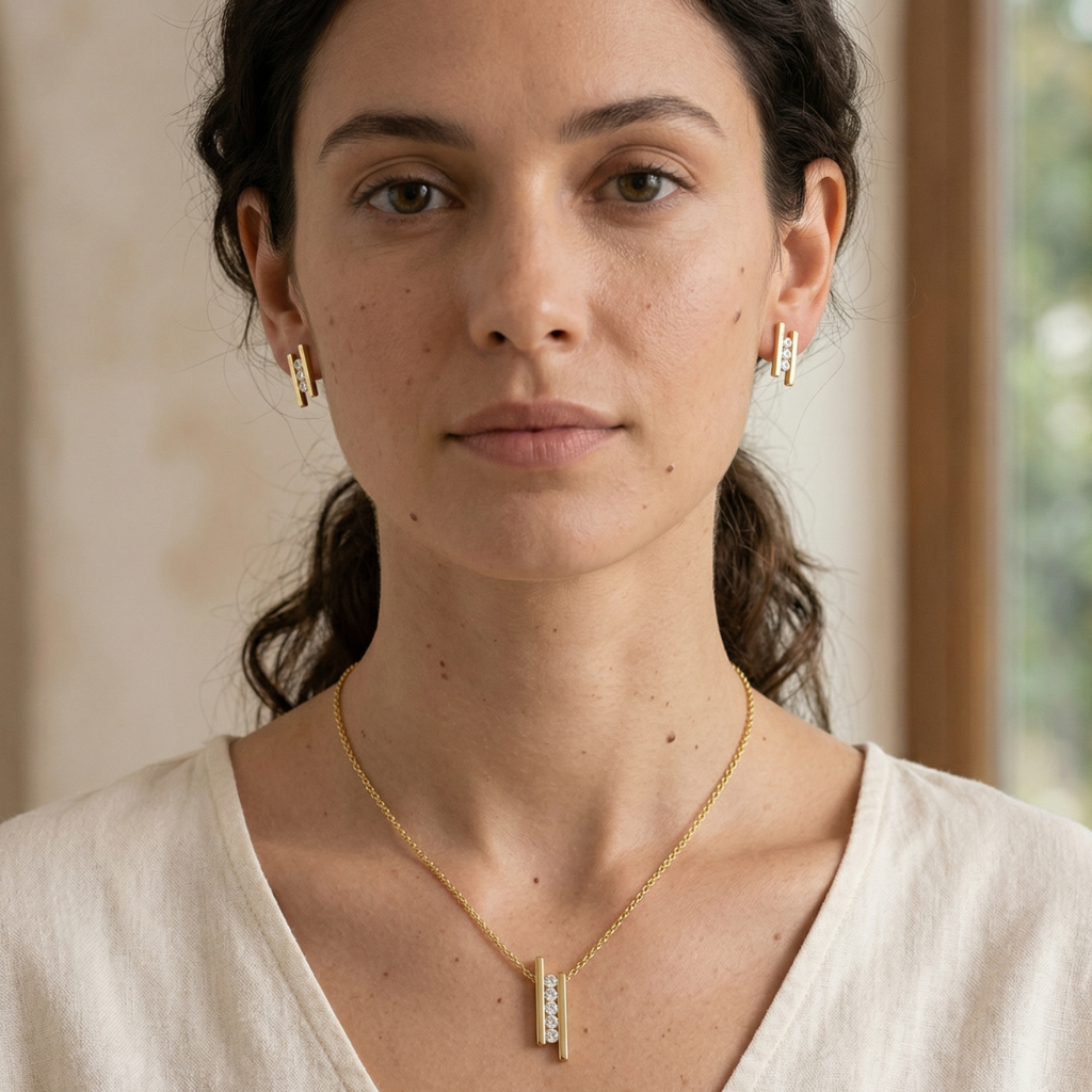 Schmuck-Set – 925 Silber vergoldet · Zirkonia